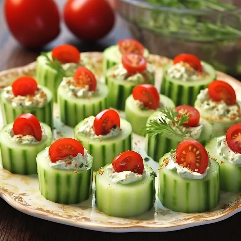 Cucumber Bites with Herbs Cream Cheese and Cherry Tomato - Life with Susan